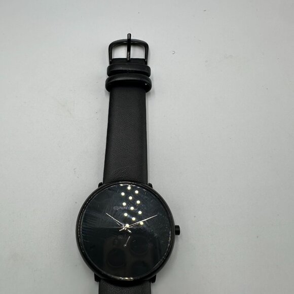 Crrju Watch Men Black Small Second Dial Minimalist Leather Band New Battery - Picture 7 of 14